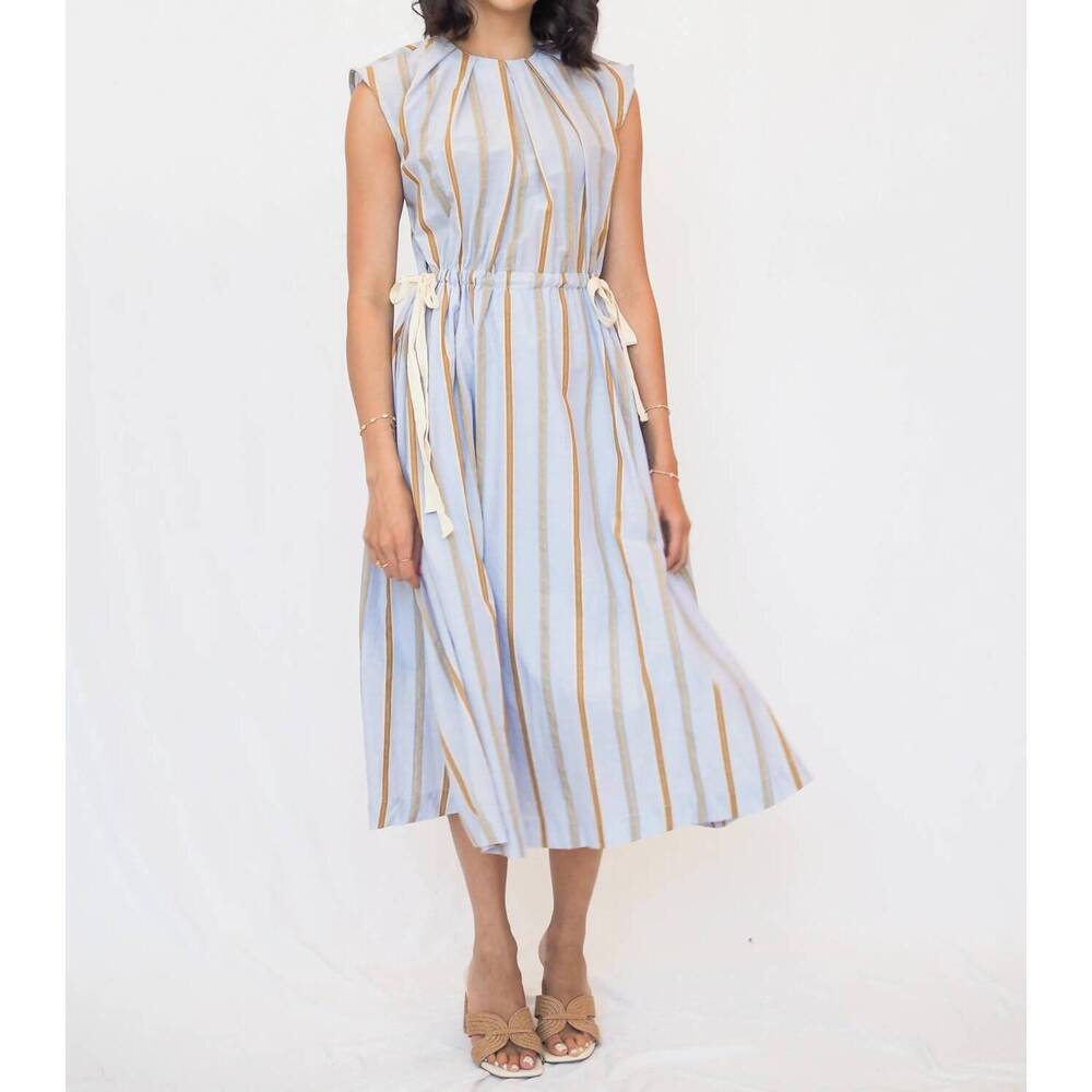 NEW A.REN bryce stripe midi dress in blue